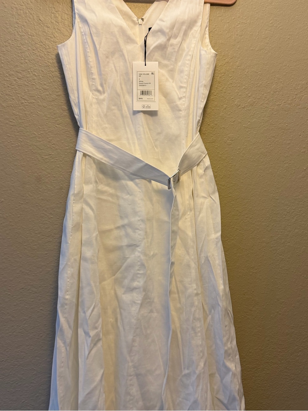 Theory White Sleeveless Belted Formal Dress - Picture 2 of 3